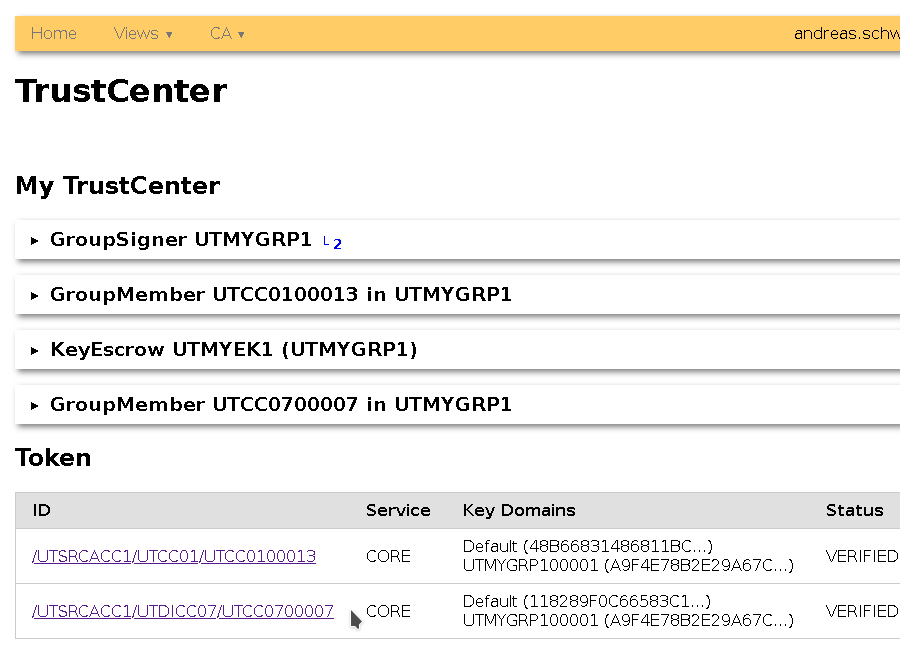 Second Token in Trust Center