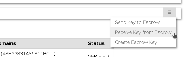 Receive Key From Escrow